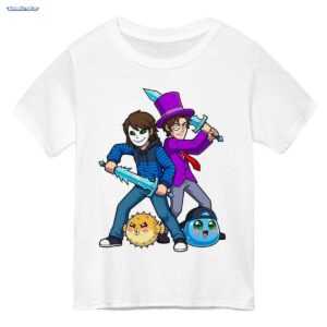 GermanLetsPlay Merch: Gamer Helden mit Kugelfisch & Schleim - T-Shirt mit Puffi & Klumpi