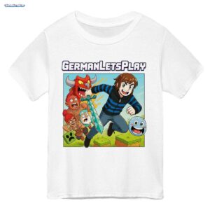 GermanLetsPlay Merch: Die Pixelige Odyssee des Blau-Gestreiften Helden - Pixel-Art Gamer Shirt