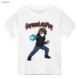 GermanLetsPlay Merch: Maskierter Gamer Held mit Cyber-Arm - Comic-Stil T-Shirt
