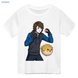 GermanLetsPlay Merch: Maskierter Kämpfer mit wütendem Kugelfisch - Anime & Manga Style T-Shirt