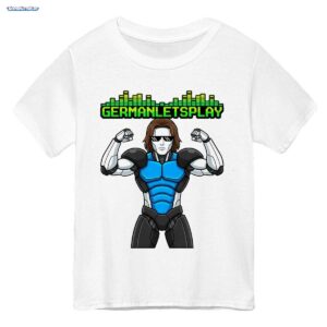 GermanLetsPlay Merch: Starker Lets Player Roboter im Retro-Stil - Pixel Art Gamer Shirt