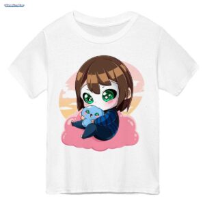 GermanLetsPlay Merch: Süßer Chibi Gamer mit Blauem Freund auf einer Wolke - Kawaii Anime Design
