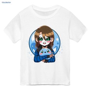 GermanLetsPlay Merch: Süßer Chibi Gamer mit Maske und blauem Freund - Kawaii Fanart T-Shirt